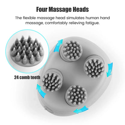 Masajeador de pelo para cabeza del cuero cabelludo, cuidado de la salud eléctrico, antiestrés, relajación corporal, tejido Saude profundo, previene el masaje corporal, Mini cuero cabelludo