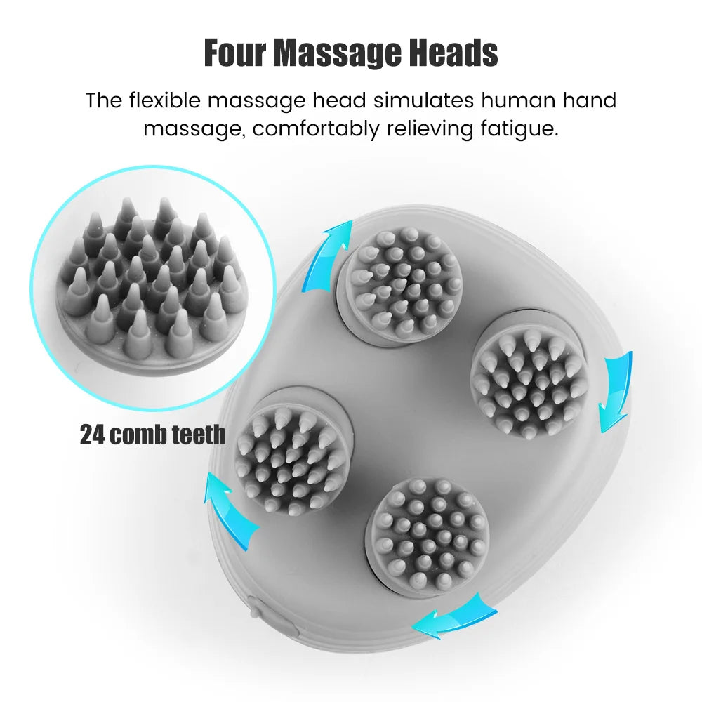 Masajeador de pelo para cabeza del cuero cabelludo, cuidado de la salud eléctrico, antiestrés, relajación corporal, tejido Saude profundo, previene el masaje corporal, Mini cuero cabelludo