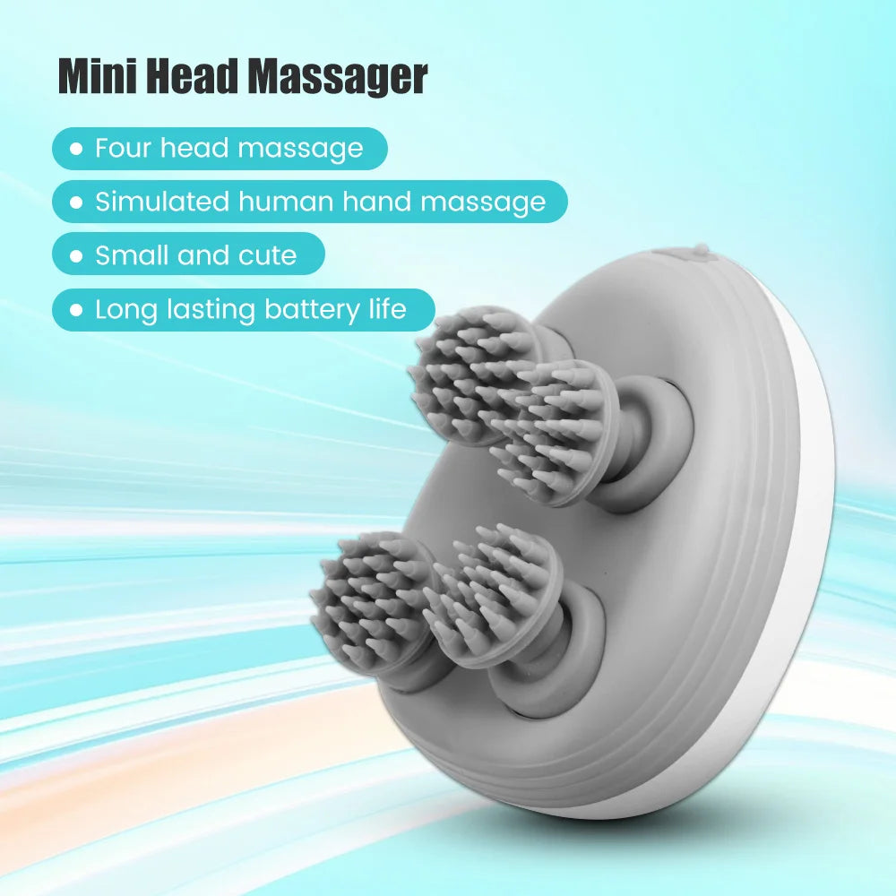 Masajeador de pelo para cabeza del cuero cabelludo, cuidado de la salud eléctrico, antiestrés, relajación corporal, tejido Saude profundo, previene el masaje corporal, Mini cuero cabelludo