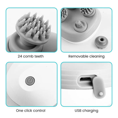 Masajeador de pelo para cabeza del cuero cabelludo, cuidado de la salud eléctrico, antiestrés, relajación corporal, tejido Saude profundo, previene el masaje corporal, Mini cuero cabelludo