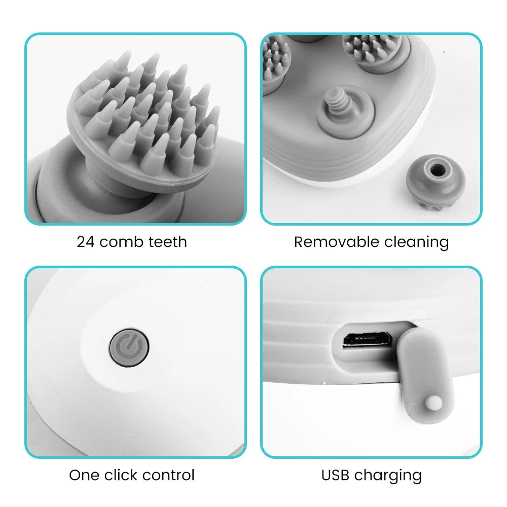 Masajeador de pelo para cabeza del cuero cabelludo, cuidado de la salud eléctrico, antiestrés, relajación corporal, tejido Saude profundo, previene el masaje corporal, Mini cuero cabelludo