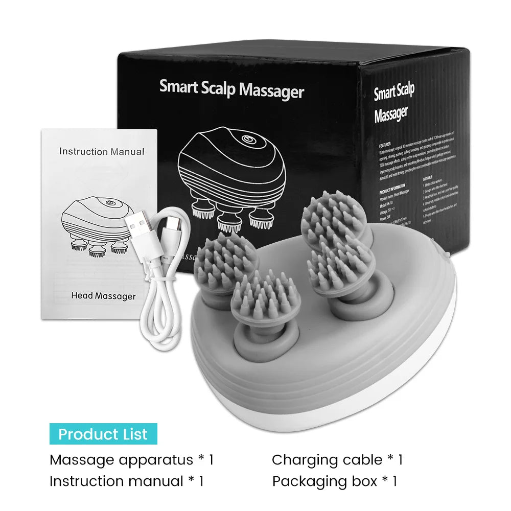 Masajeador de pelo para cabeza del cuero cabelludo, cuidado de la salud eléctrico, antiestrés, relajación corporal, tejido Saude profundo, previene el masaje corporal, Mini cuero cabelludo